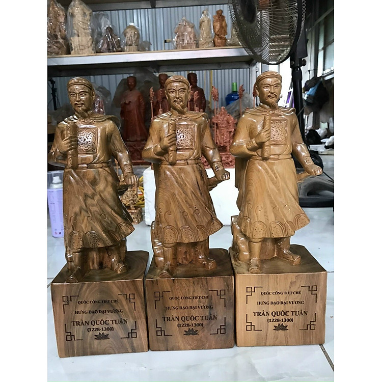 Tượng Trần Quốc Tuấn Gỗ Bách Xanh (Cao 50×16×15cm) - Ảnh 3