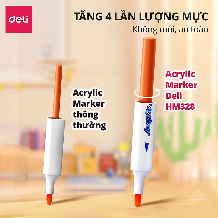 Bút Màu Acrylic Marker Deli (12 màu) - Ảnh 4