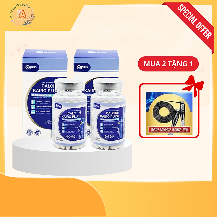 Combo 2 sản phẩm Viên Uống Bổ Sung Canxi hỗ trợ phát triển chiều cao CALCIUM KAIRO PLUS - Hộp 120 viên