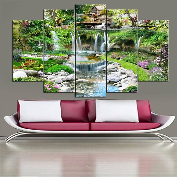 Tranh Sơn Thủy Hữu Tình Thác Nước |Phong Thủy Phòng Khách |T3M---11791