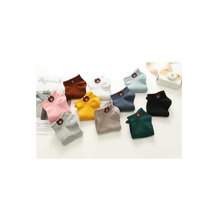 Set 10 Đôi Vớ Chống Trượt Cổ Ngắn HÌnh Gấu