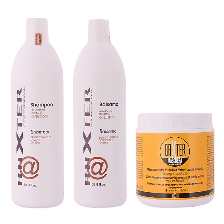 Combo Bộ Sản Phẩm Chăm Sóc Tóc Baxter: Dầu Gội (1000ml) + Dầu Xả (1000ml) + Mặt Nạ Vitamin Phục Hồi Tóc Hư Tổn Dành Cho Tóc Xoăn Baxter (1000ml)