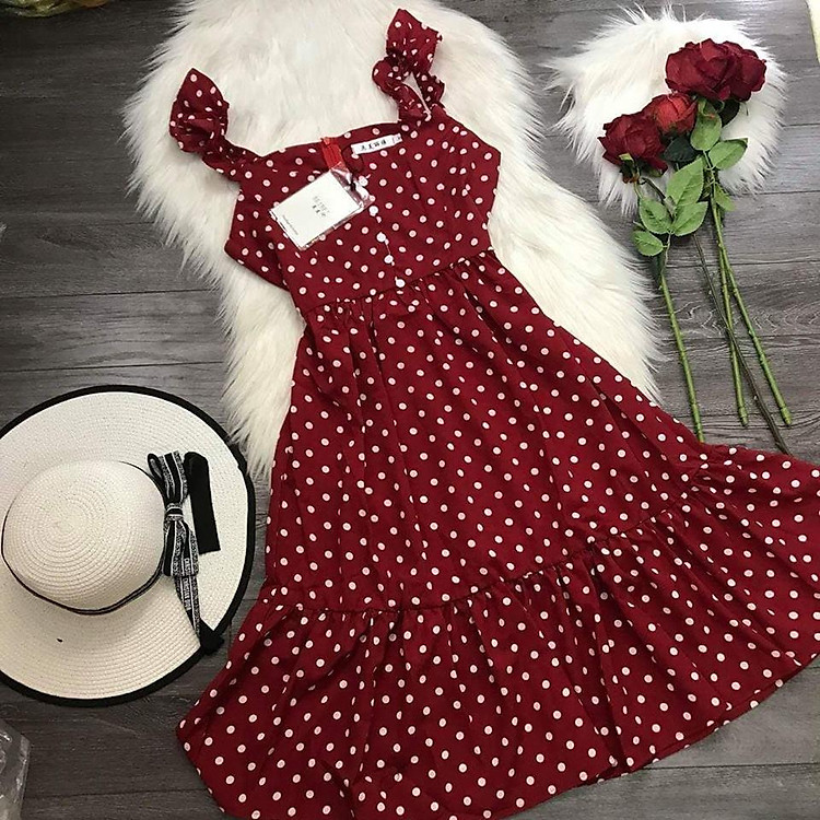 ĐẦM CHẤM BI 2 DÂY CÁNH TIÊN (HÀNG THIẾT KẾ)