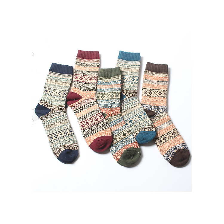 Tất nam cao cổ họa tiết thổ cẩm đi giày tây - Bộ 5 đôi cao cấp