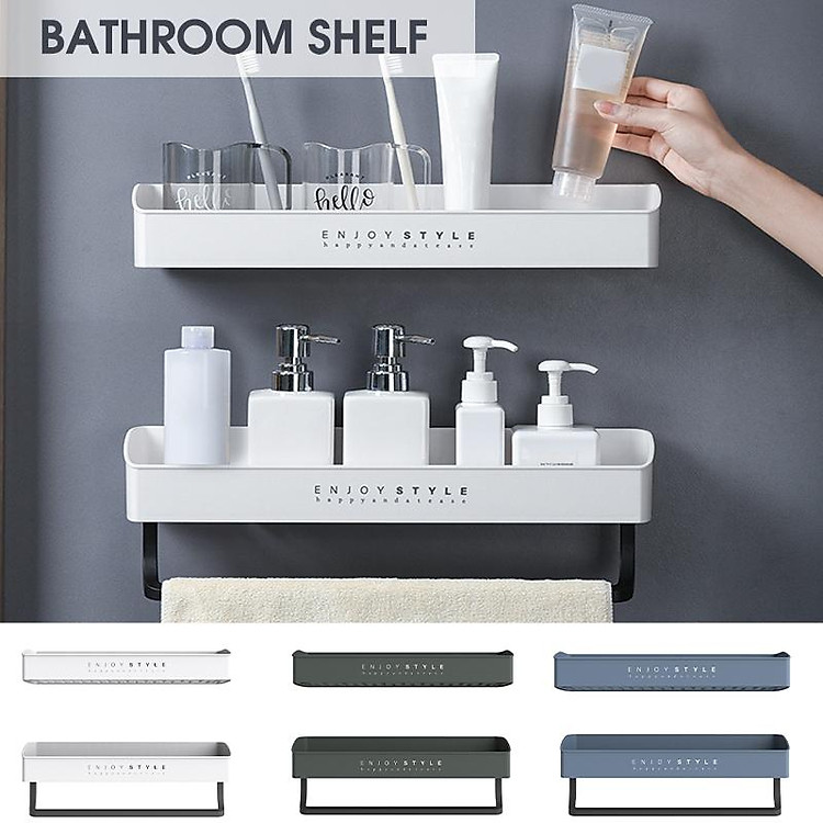 Bathroom Shampoo Shower Shelf Holder with Suction Cup Kitchen Storage Rack Organizer Wall Mounted