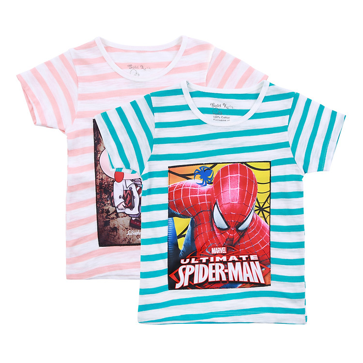 Combo 2 Áo Thun Bé Trai Sọc 3D Gold Kids - Giao Màu Ngẫu Nhiên