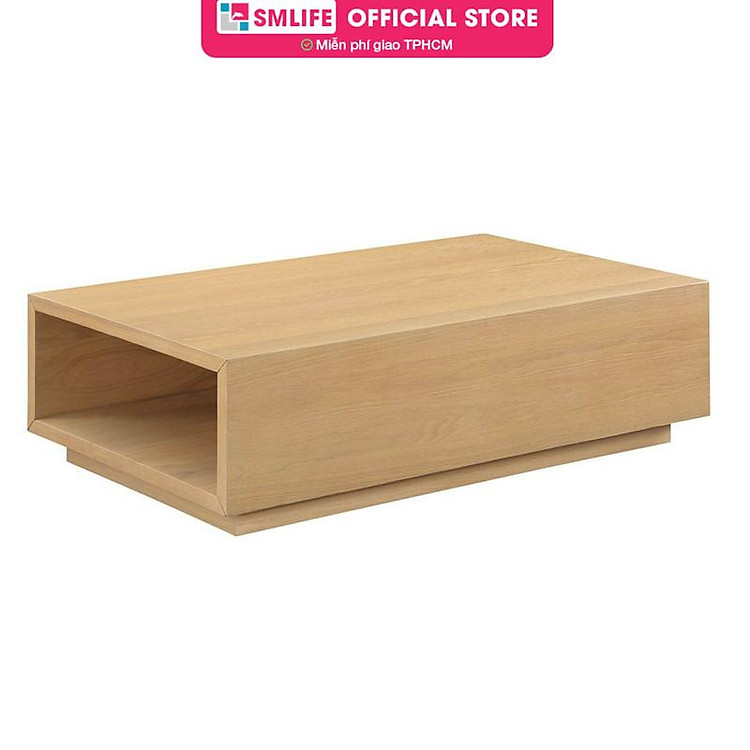 Bàn sofa gỗ sồi hình chữ nhật có hộc kéo sang trọng SMLIFE Claris 1C | D122,0 x R76,2 x C36,8cm | gỗ Cao Su và Veneer Sồi