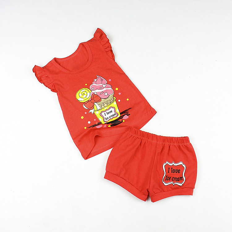 Bộ bé gái áo cánh tiên và quần bí in hình từ 8 đến 18 kg 04202-04197