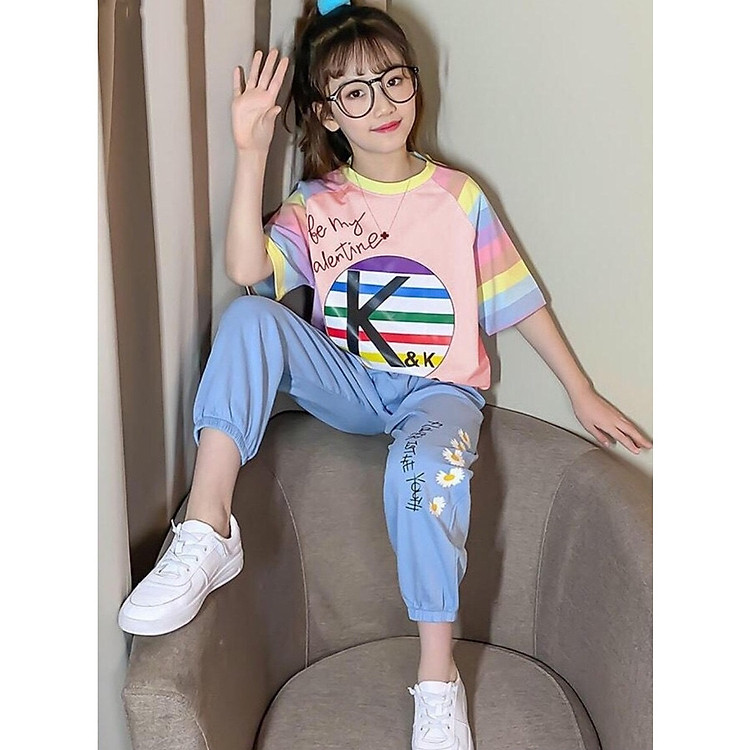 BỘ THUN BÉ GÁI THỂ THAO CHO BÉ 10-38KG