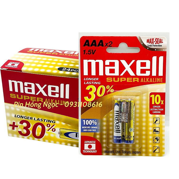 Hộp 24 Viên Pin AA , Pin AAA 1,5V Maxell Super Alkaline bền gấp 10 lần - Hàng chính hãng