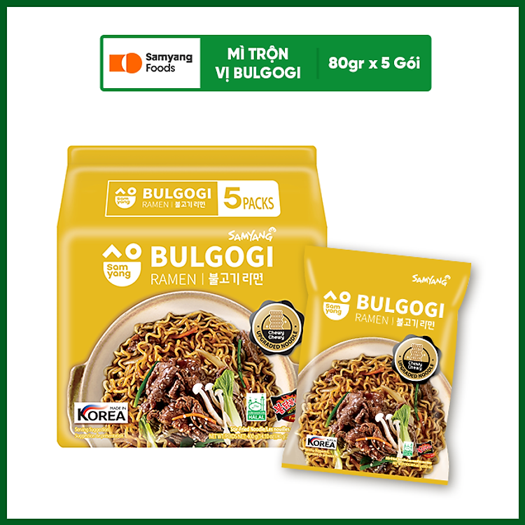 5 Gói Mì Samyang Foods Vị Bulgogi (80g/gói) - date T9/2025