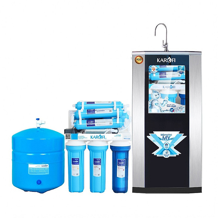 Máy lọc nước thường Karofi 9 cấp, tủ IQ có đèn UV - KT90IQ - Hàng Chính Hãng