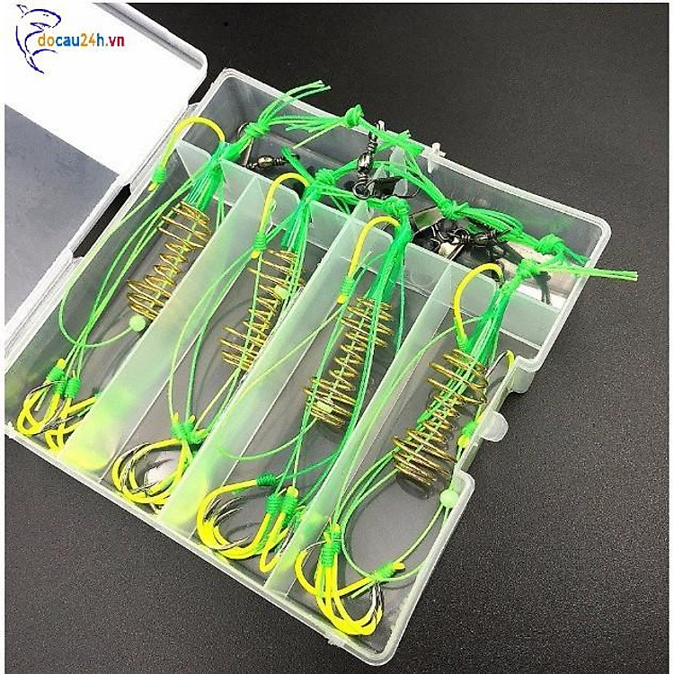 Hộp 4 Bộ Lưỡi Câu Cá, Lưỡi Lăng Xê (lancer) xanh chất lượng