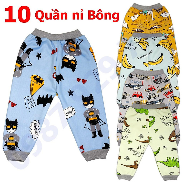 COMBO 10 Quần nỉ bông mùa thu đông cực đẹp cho bé trai 2-16 kg _QNB, quần nỉ bông cho bé - 10QNBT