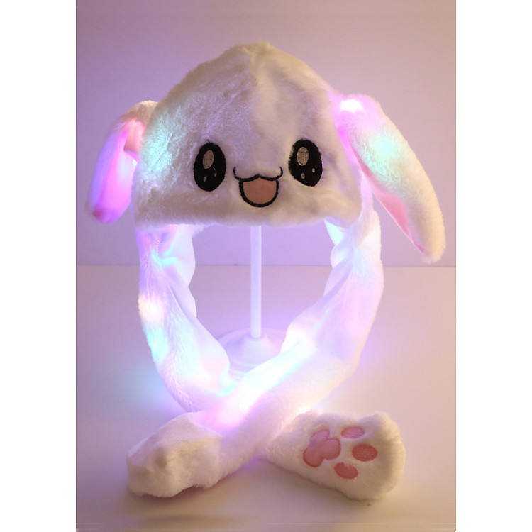 Mũ nón tai thỏ giật tai có đèn phát sáng siêu cute