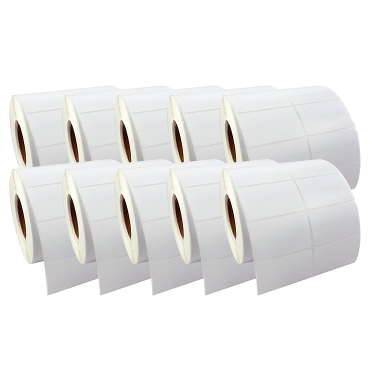 Giấy in nhiệt loại 2 tem - Combo 10 cuộn - Hàng chính hãng