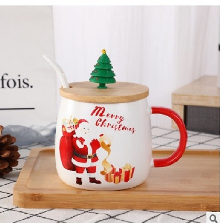 Ly sứ Noel 480ml có muỗng và nắp gỗ - Ảnh 7