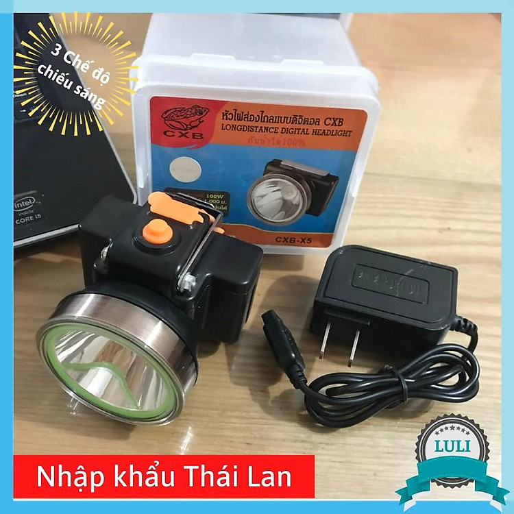 Đèn Đội Đầu Siêu Sáng 3 Chế Độ CXB-X5 100W 15h, Đi Lặn, Đi Mỏ