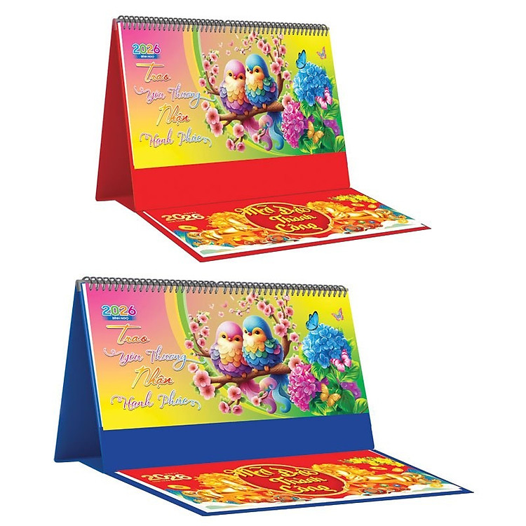 LỊCH TẾT 2026 - Lịch Để Bàn Ngang Có Note 2026 (25 x 12cm) (KV 12 Mẫu) - Màu Đế Ngẫu Nhiên