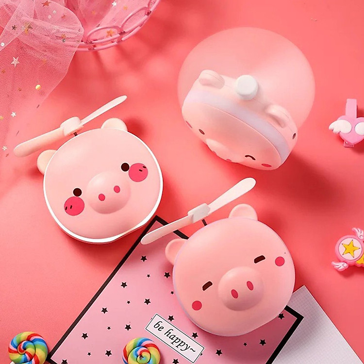 Gương trang đi mini cầm tay có đèn Led kèm quạt