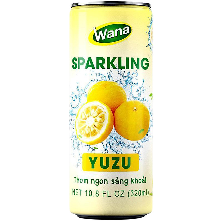 Nước Giải Khát Có Gas Wana Hương Yuzu (WANA Sparking Yuzu 320ml/lon) - Thương Hiệu WANA - Thanh mát giải nhiệt - Sản xuất tại Việt Nam