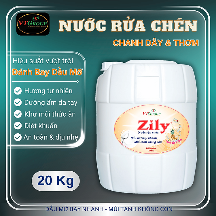 Nước rửa chén Zily can 20kg - Tặng 1 lau sàn Rick 1kg