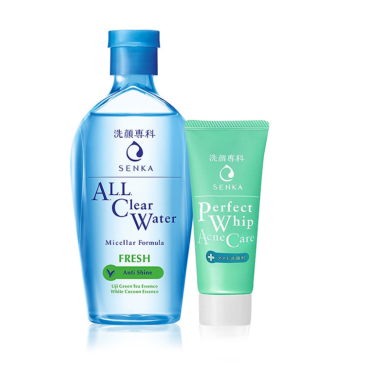 Bộ đôi tẩy trang Giảm mụn Senka Formuala Fresh 230ML + Sữa rửa mặt ACNE 50g