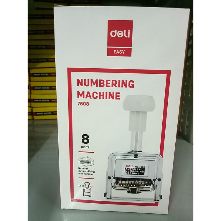 Máy dập số nhảy 8 số Deli