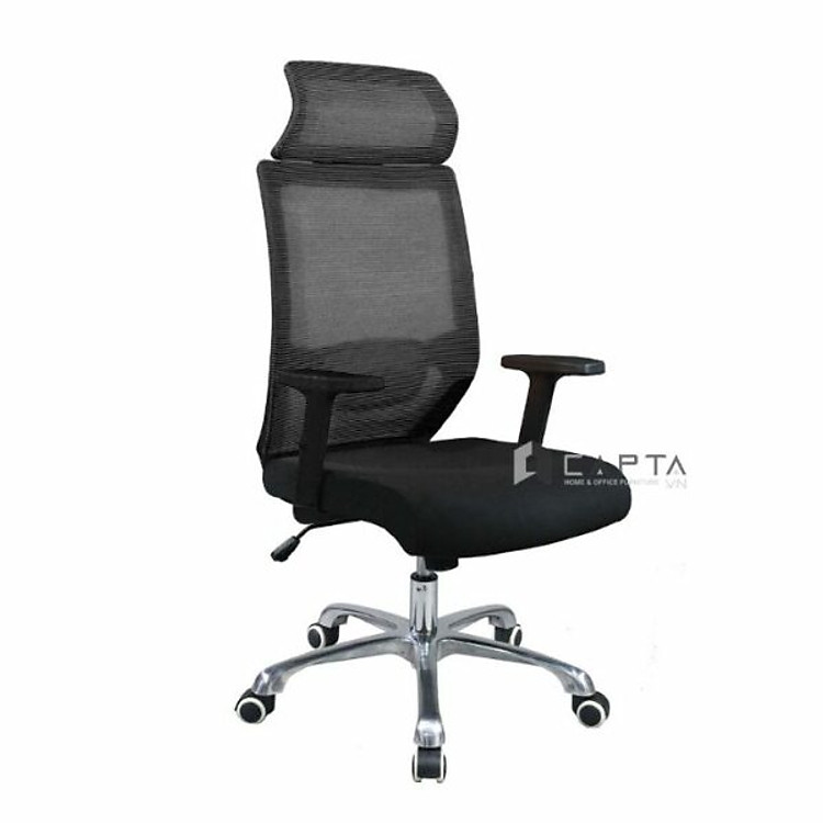 Ghế làm việc có tựa đầu chống mỏi vai đau cổ CM4556-M Nội thất Capta Ghế làm việc lưng lưới đen mâm 2 cần chân ghế hợp kim nhôm hoặc inox 201 có bánh xe office chair hcm