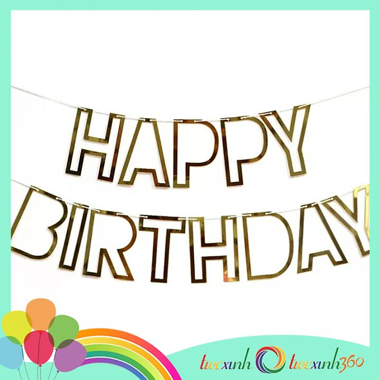 Dây chữ Happy Birthday kiểu nét rỗng - Vàng - Ảnh 4