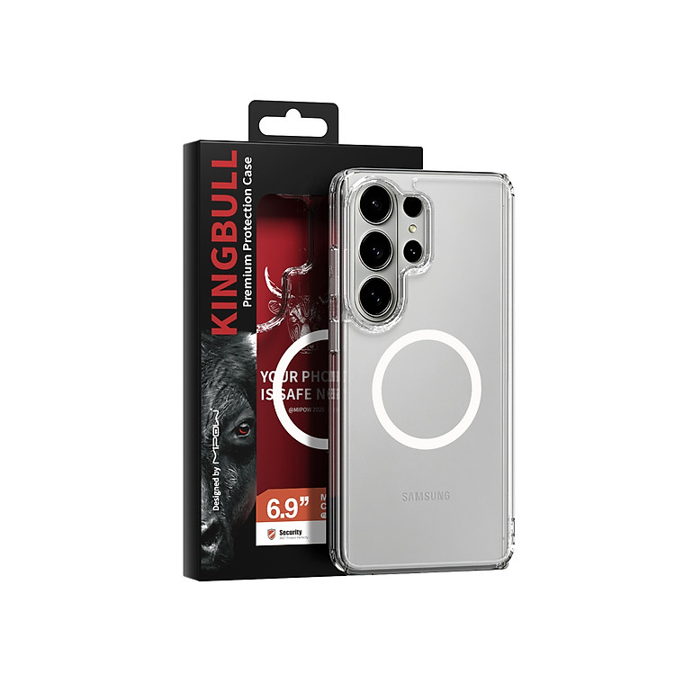 Ốp lưng trong suốt sạc từ tính Mipow Qi2 Tempered Transparent/ Mipow Tempered Transparent cho Samsung Galaxy S26 Ultra_ Hàng chính hãng