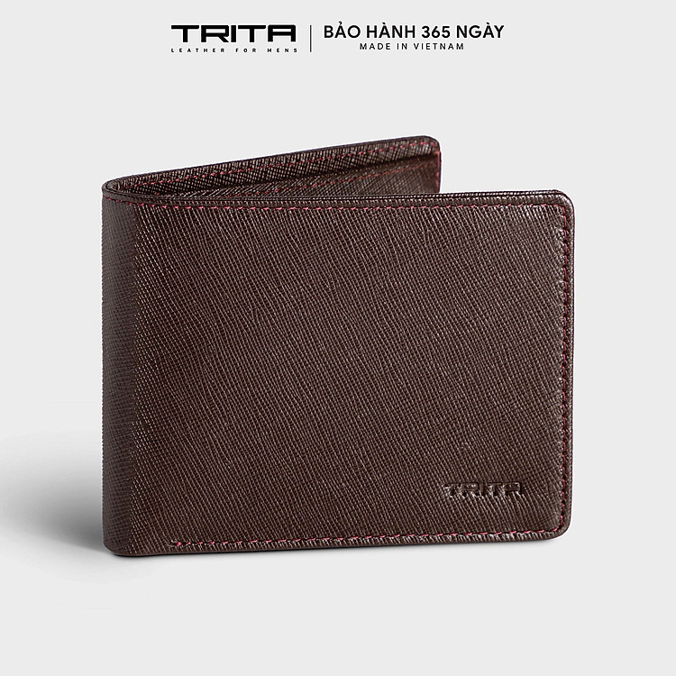Ví nam da bò Trita ( Thời trang nam gấp 2 ngang - Ví da RVN08 )