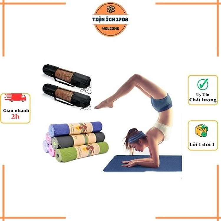 Thảm Tập Yoga TPE 2 Lớp PEAFLO Cao Cấp dày 6mm Kèm Túi
