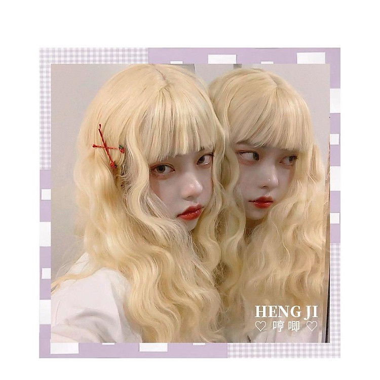 Tóc Giả xoăn dài 65cm Màu vàng t ây