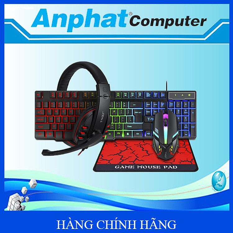 Bộ Combo 4 Món Phím+Chuột +Tai Nghe+Lót Chuột T-Wolf TF800 – Hàng Chính Hãng