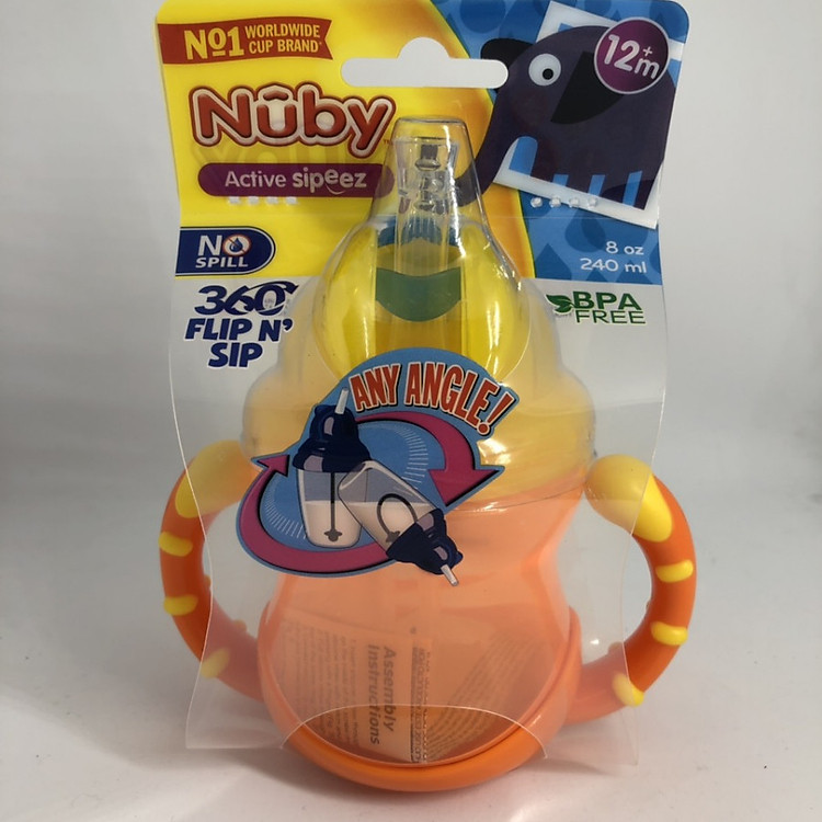 Mua tại Tiki: Bình nước silicone Nuby 240ml - Cam Chính hãng, giá tốt