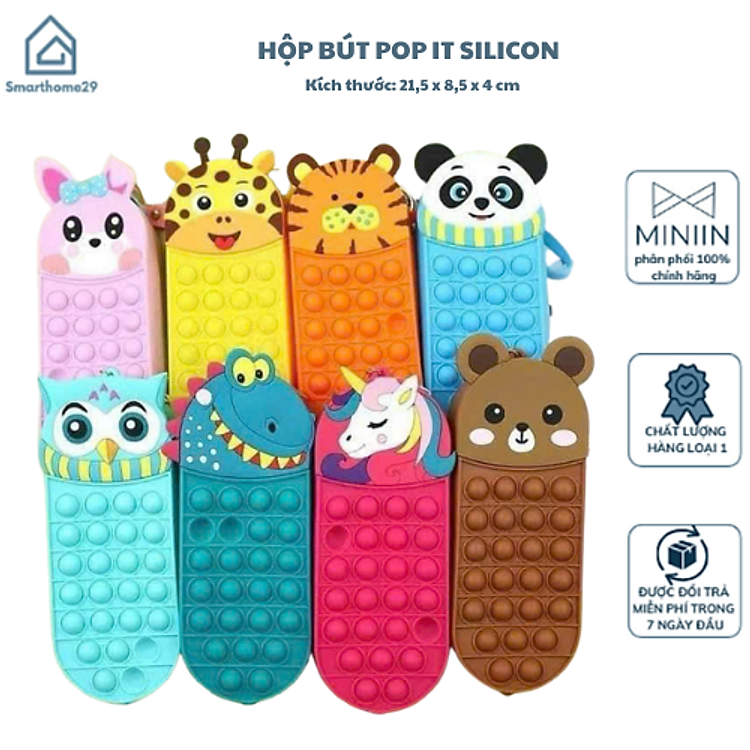 Hộp Đựng Bút Popit Hoạ Tiết Dễ Thương Cho Bé – Silicon Bấm Nhạy Có Tiếng Kêu