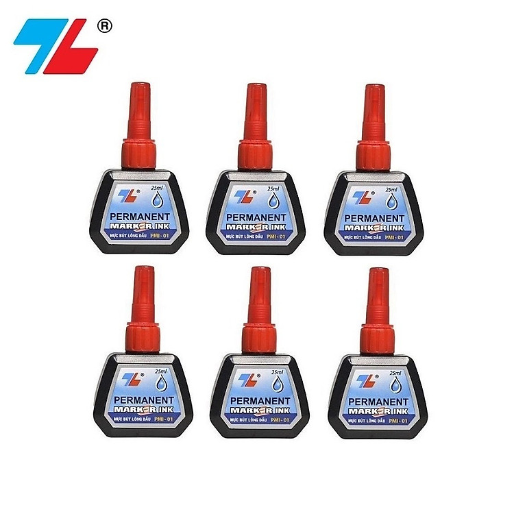 Lốc 6 lọ mực bút lông dầu Thiên Long PMI-01 không xóa được / lọ mực PMI01 đổ cho các bút dạ dầu