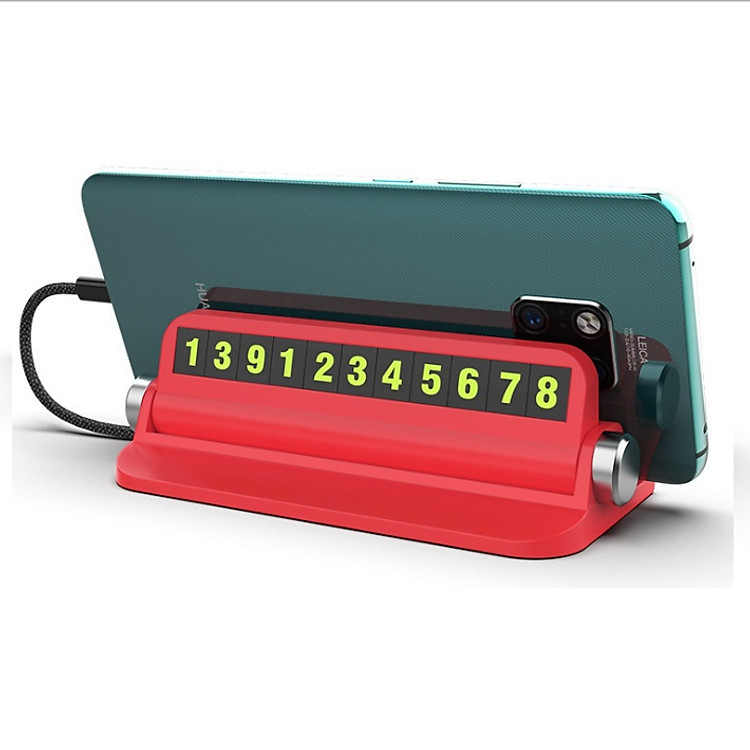 Thẻ ghi số điện thoại kiêm giá để điện thoại trên taplo ô tô - Đỏ