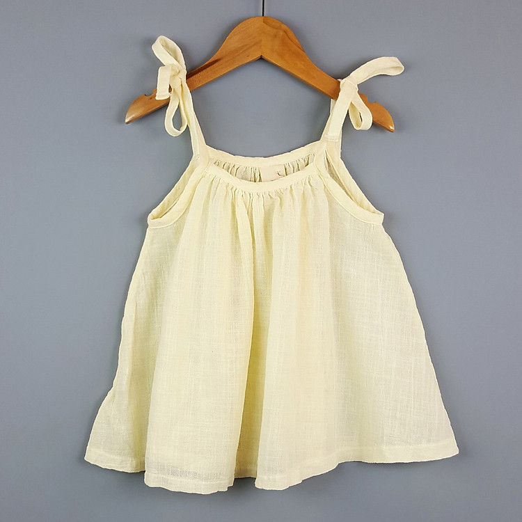Áo Hai Dây Bé Gái Vải Cotton Thô - Nhập Khẩu Hàn Quốc