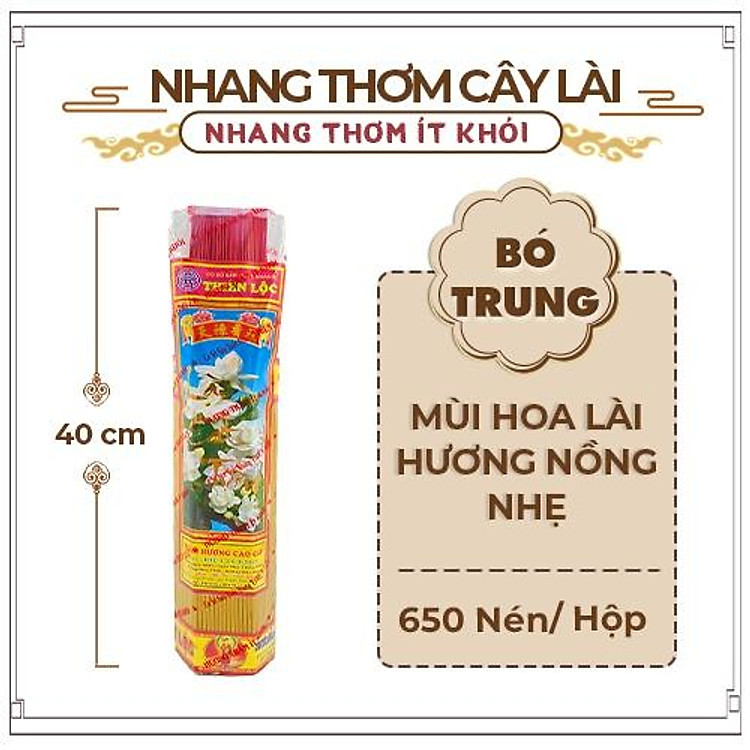 Nhang Thơm Hương Lài Nồng Nhẹ Thiên Lộc An Toàn Cho Sức Khỏe - 3, 4 Tấc Bó Trung 600 Nén