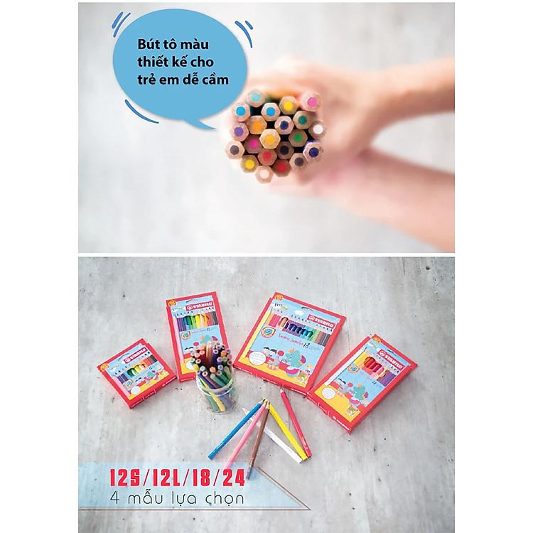 Chì sáp màu STABILO Swans Jumbo (Đen, Xanh lá) - Ảnh 3