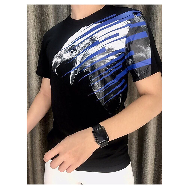 Áo thun nam phối đại bàng tung cánh Hàn Quốc