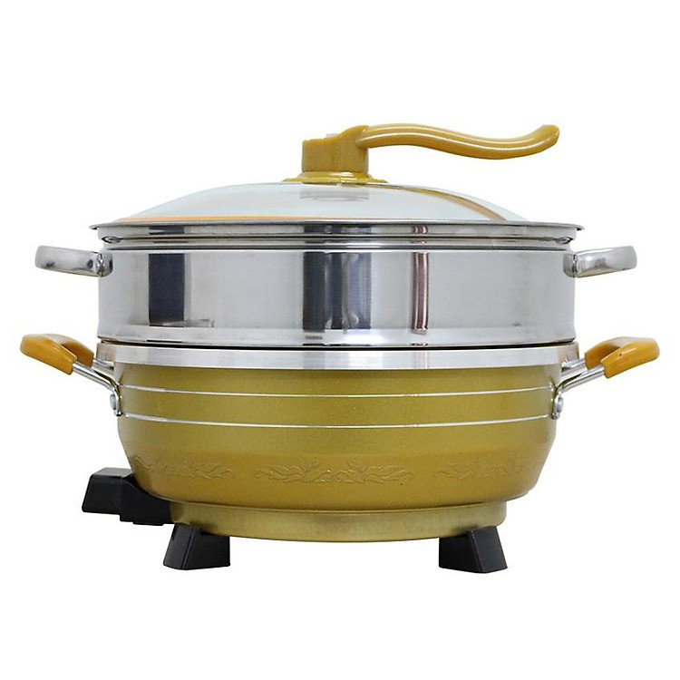 Chảo lẩu điện đa năng L299 - 6L Vàng đi kèm khuôn làm bánh cuốn