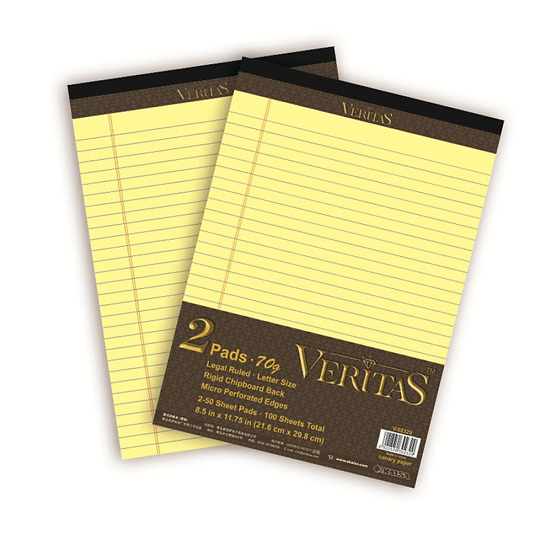 KAISA VERITAS series A4 American paper paper 70g thick yellow paper Legalpad Notepad / draft (with tape) 50 sheets 2