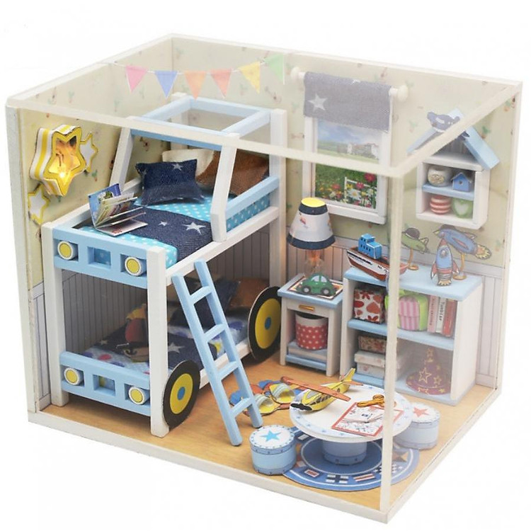Mô hình nhà búp bê Cute Room - Phòng kí túc xá tại gia của chàng Charles