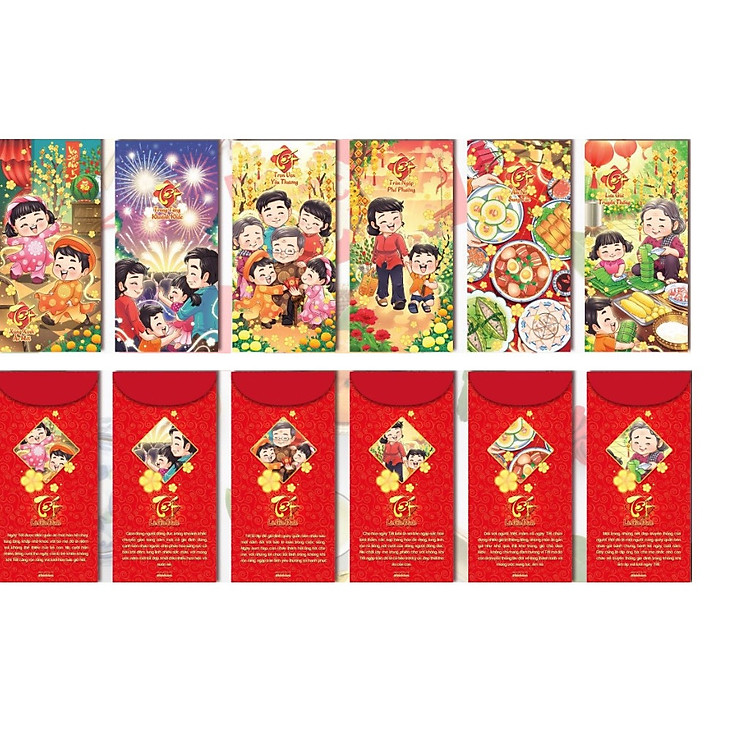 Bao Lì Xì - Tết Truyền Thống Đoàn Viên (Bộ 6 Cái)
