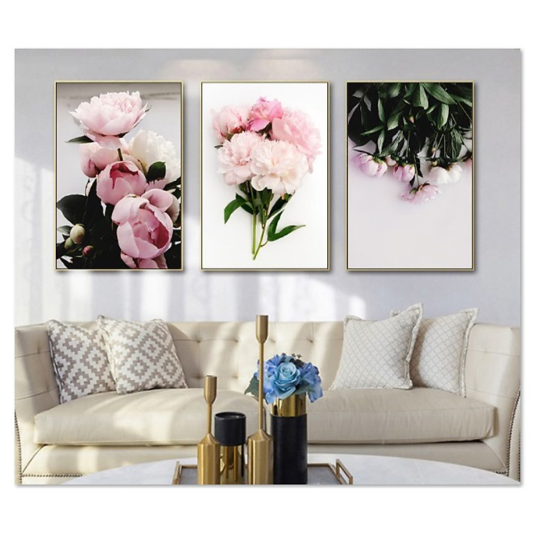 Decal dán tường bộ 3 khung tranh hoa hồng đẹp Tipo_0133
