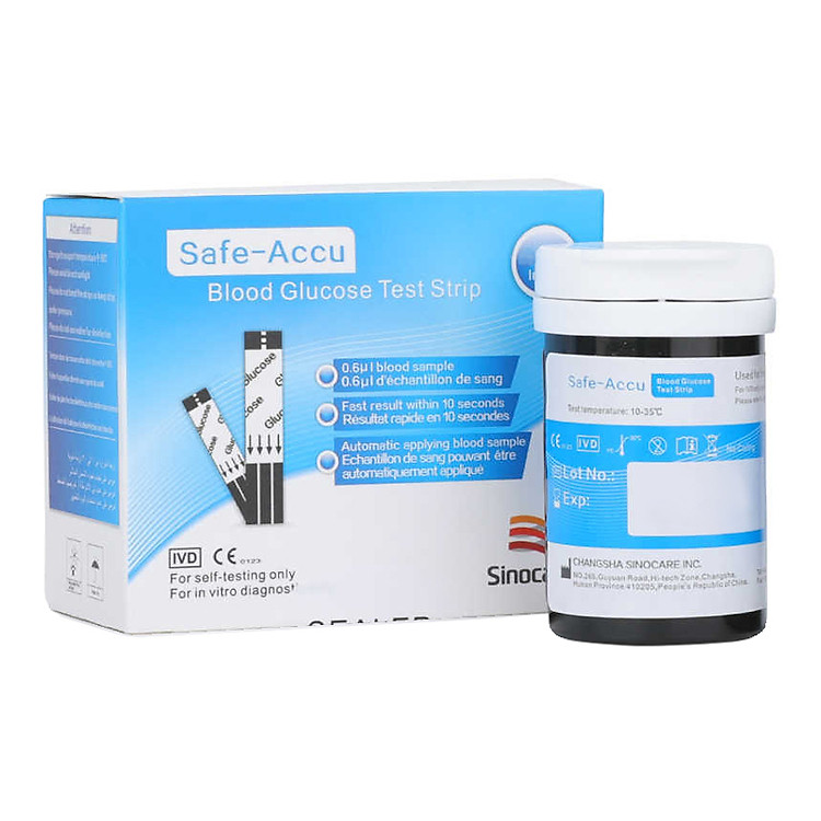Que Thử Đường Huyết Sinocare Safe Accu (25 Que/ Hộp)