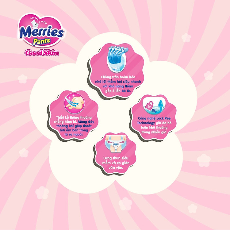 Tã quần Merries Goodskin đủ size Đảm bảo Ưu đãi - Hình ảnh 2